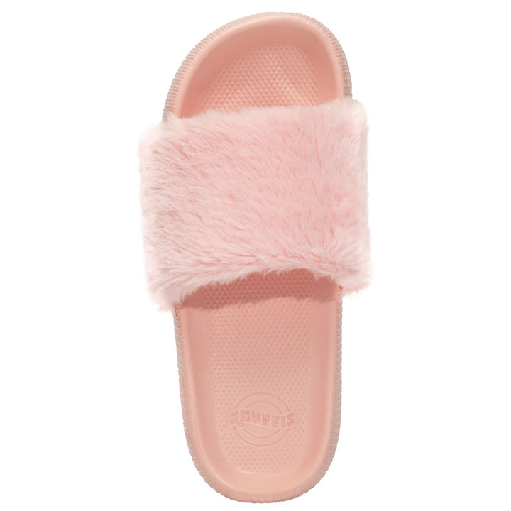 Knuffis Damen Pantoletten mit Fell Schlappen kurz