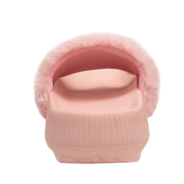 Knuffis Damen Pantoletten mit Fell Schlappen kurz